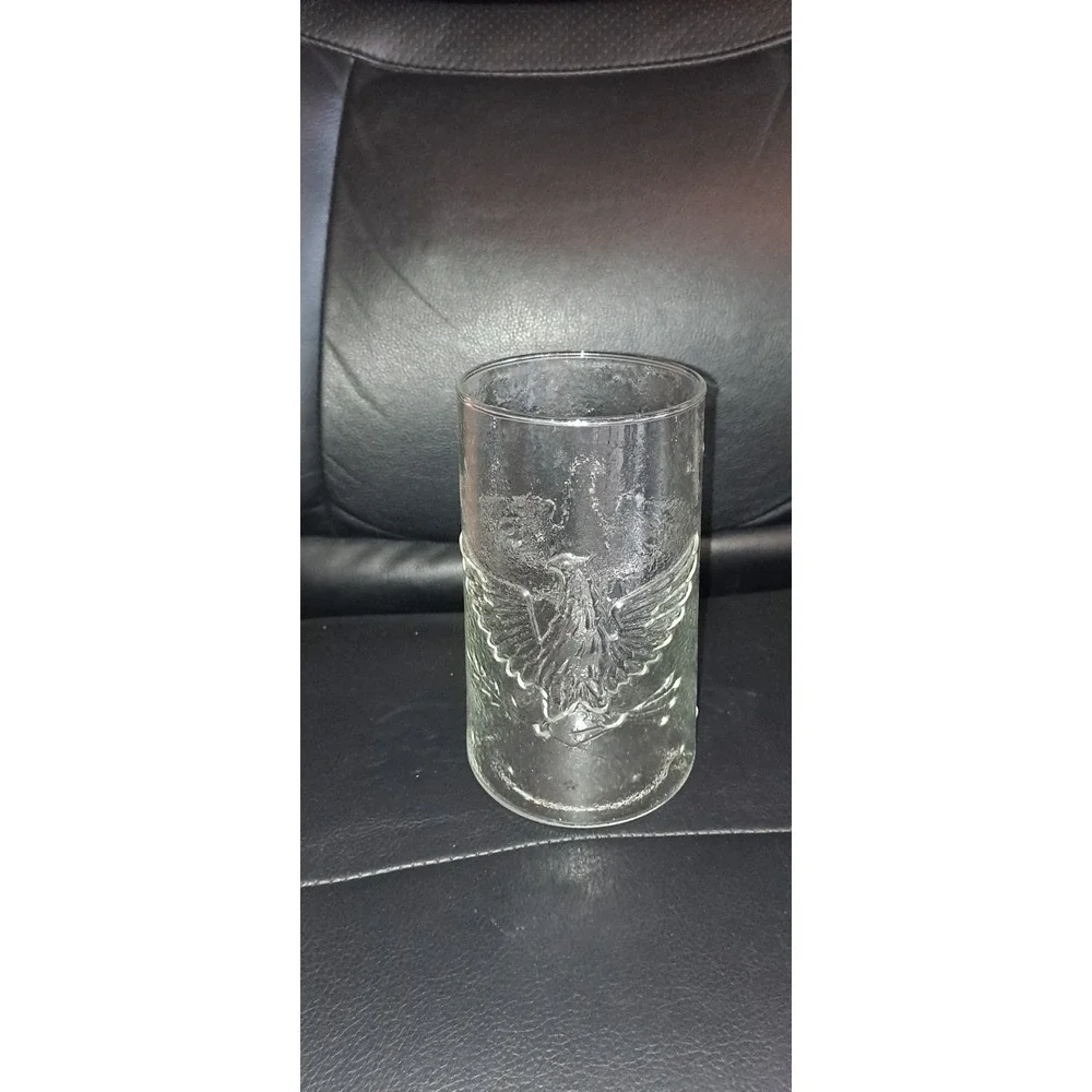 VTG Clear Embossed Glass American Eagle/Stars Jar 7